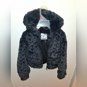 Aeropostale Black Faux Fur Kids Puffer Jacket